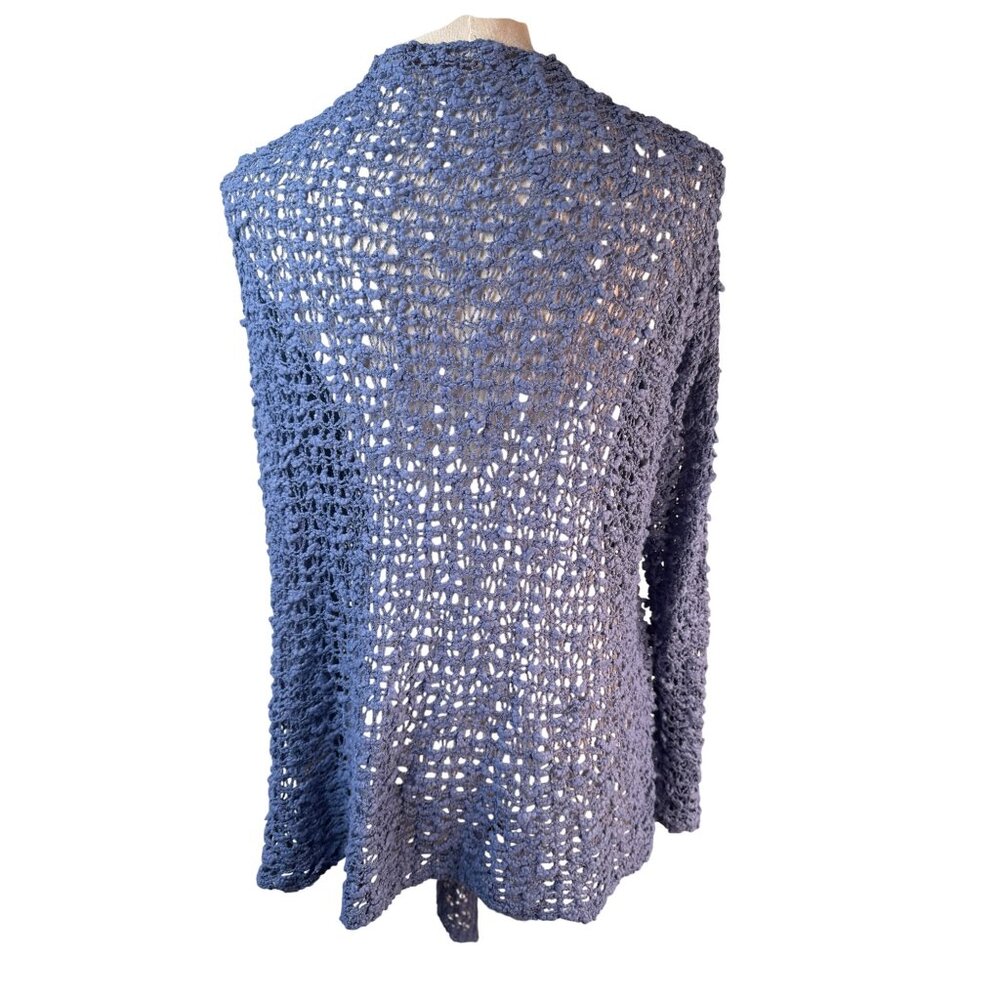 2/$30 Soft Surroundings L/XL Periwinkle Blue Open Weave Cardigan - Picture 4 of 16